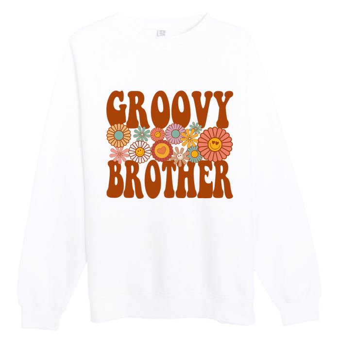 Retro Groovy Brother Matching Family 1st Birthday Party Premium Crewneck Sweatshirt