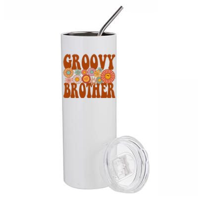 Retro Groovy Brother Matching Family 1st Birthday Party Stainless Steel Tumbler