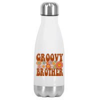 Retro Groovy Brother Matching Family 1st Birthday Party Stainless Steel Insulated Water Bottle