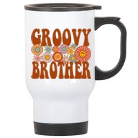 Retro Groovy Brother Matching Family 1st Birthday Party Stainless Steel Travel Mug