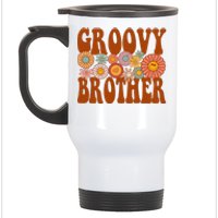 Retro Groovy Brother Matching Family 1st Birthday Party Stainless Steel Travel Mug