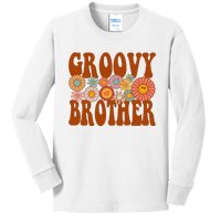 Retro Groovy Brother Matching Family 1st Birthday Party Kids Long Sleeve Shirt