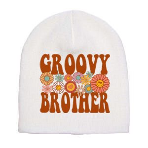 Retro Groovy Brother Matching Family 1st Birthday Party Short Acrylic Beanie