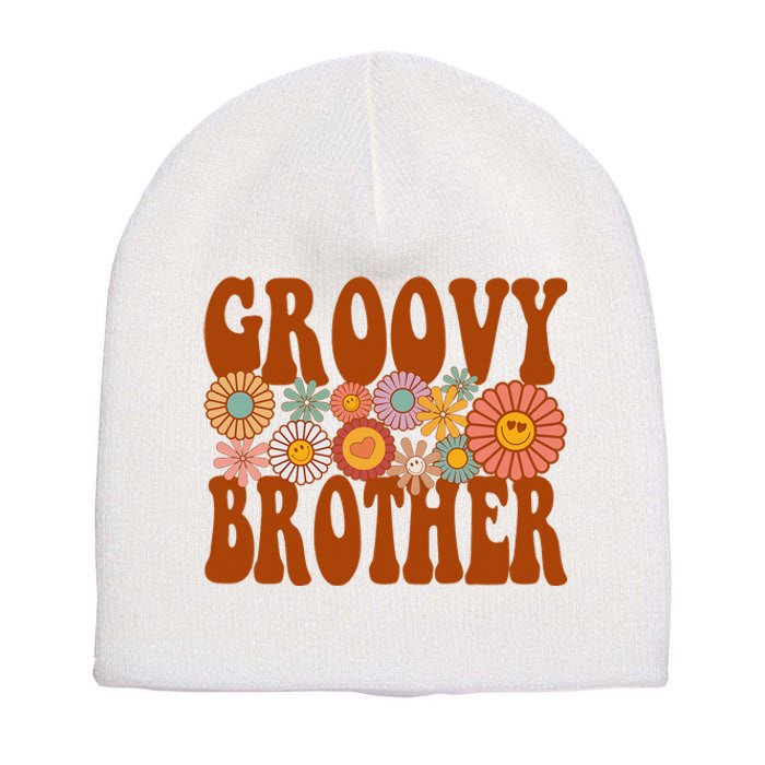 Retro Groovy Brother Matching Family 1st Birthday Party Short Acrylic Beanie