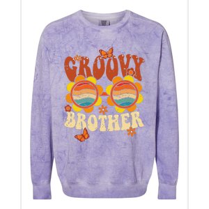 Retro Groovy Brother 70s Aesthetic 1970's Father's Day Colorblast Crewneck Sweatshirt