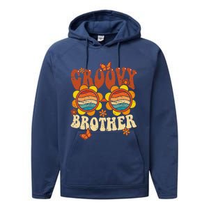 Retro Groovy Brother 70s Aesthetic 1970's Father's Day Performance Fleece Hoodie