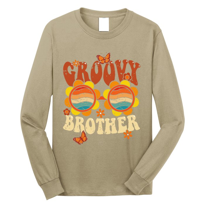 Retro Groovy Brother 70s Aesthetic 1970's Father's Day Long Sleeve Shirt