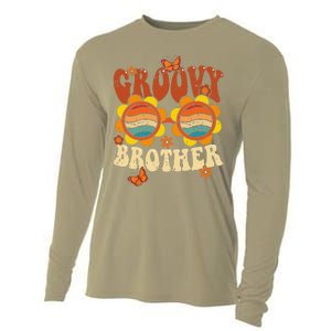 Retro Groovy Brother 70s Aesthetic 1970's Father's Day Cooling Performance Long Sleeve Crew