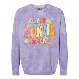 Retro Groovy Best Auntie Ever Mothers Day Funny Gift Colorblast Crewneck Sweatshirt