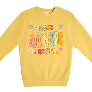 Retro Groovy Best Auntie Ever Mothers Day Funny Gift Premium Crewneck Sweatshirt