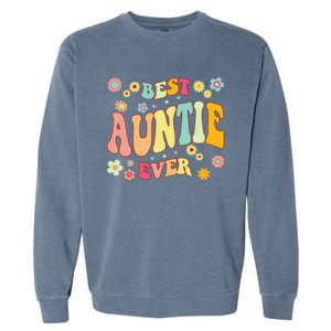 Retro Groovy Best Auntie Ever Mothers Day Funny Gift Garment-Dyed Sweatshirt