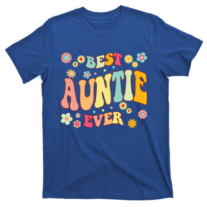 Retro Groovy Best Auntie Ever Mothers Day Funny Gift T-Shirt