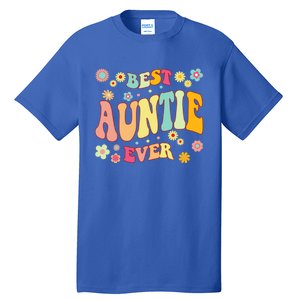 Retro Groovy Best Auntie Ever Mothers Day Funny Gift Tall T-Shirt