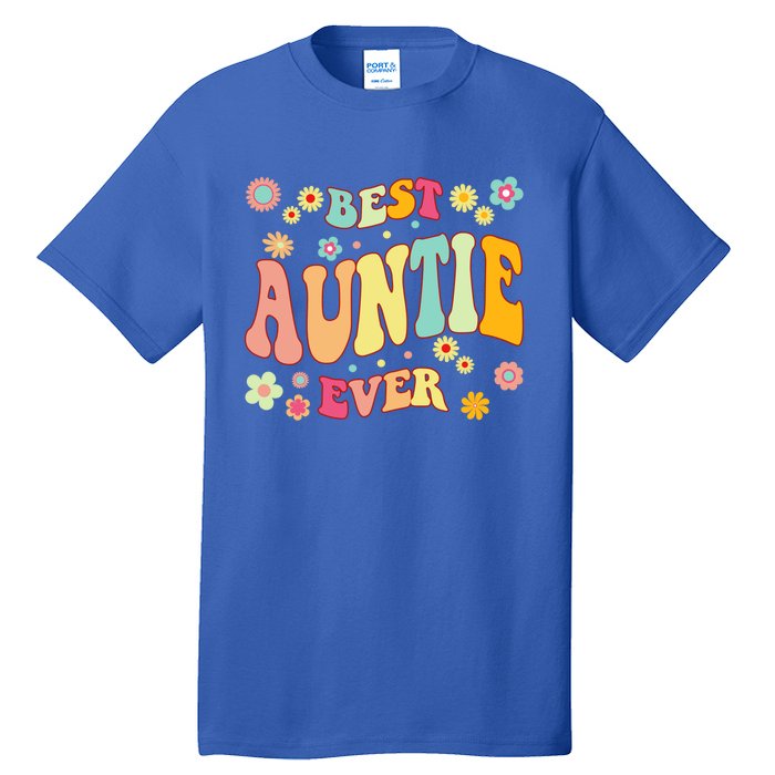 Retro Groovy Best Auntie Ever Mothers Day Funny Gift Tall T-Shirt