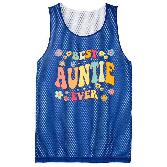 Retro Groovy Best Auntie Ever Mothers Day Funny Gift Mesh Reversible Basketball Jersey Tank