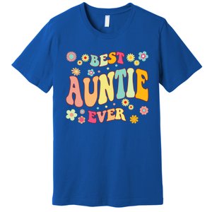 Retro Groovy Best Auntie Ever Mothers Day Funny Gift Premium T-Shirt