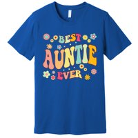 Retro Groovy Best Auntie Ever Mothers Day Funny Gift Premium T-Shirt