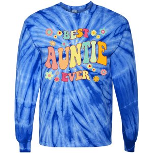 Retro Groovy Best Auntie Ever Mothers Day Funny Gift Tie-Dye Long Sleeve Shirt