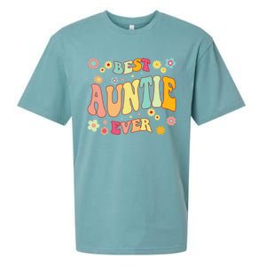 Retro Groovy Best Auntie Ever Mothers Day Funny Gift Sueded Cloud Jersey T-Shirt