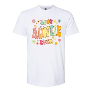 Retro Groovy Best Auntie Ever Mothers Day Funny Gift Softstyle CVC T-Shirt