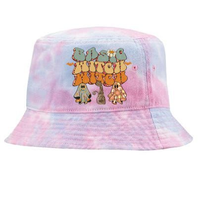 Retro Grovvy Basic Witch Retro Halloween Teacher Life Cool Gift Tie-Dyed Bucket Hat