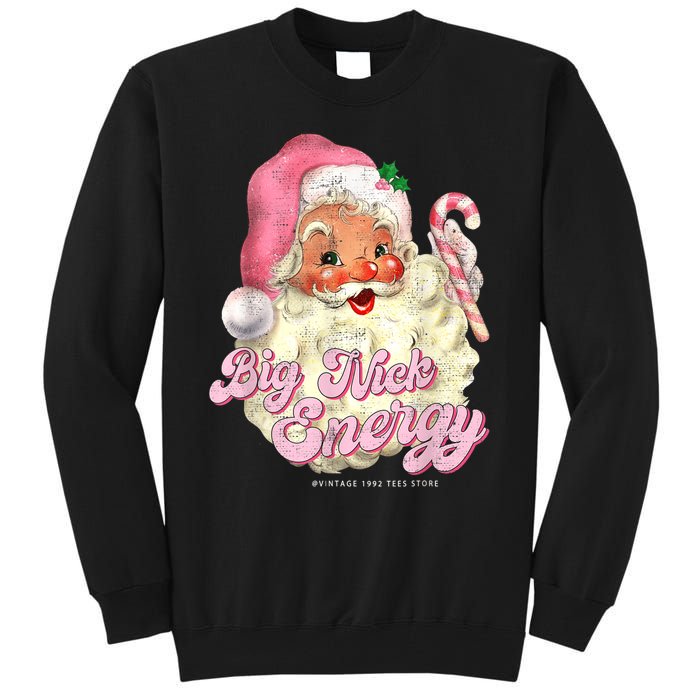 Retro Groovy Big Nick Santa Energy Pink Santa Christmas Xmas Tall Sweatshirt