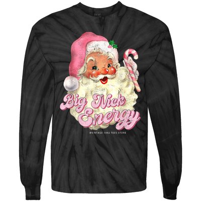 Retro Groovy Big Nick Santa Energy Pink Santa Christmas Xmas Tie-Dye Long Sleeve Shirt