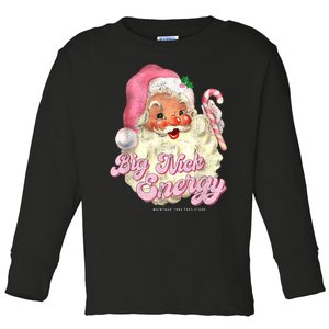 Retro Groovy Big Nick Santa Energy Pink Santa Christmas Xmas Toddler Long Sleeve Shirt