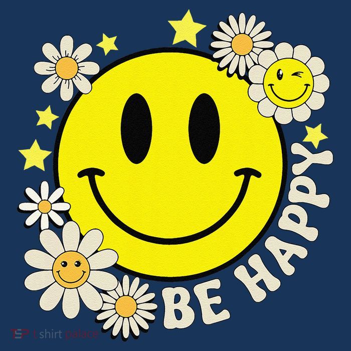 Retro Groovy Be Happy Smile Face Daisy Flower 70s T-Shirt
