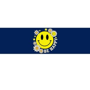 Retro Groovy Be Happy Smile Face Daisy Flower 70s Bumper Sticker