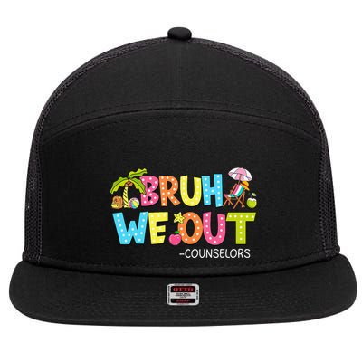 Retro Groovy Bruh We Out Counselors Last Day Of School 7 Panel Mesh Trucker Snapback Hat