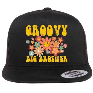 Retro Groovy Big Brother Matching Family 1st Birthday Party Flat Bill Trucker Hat