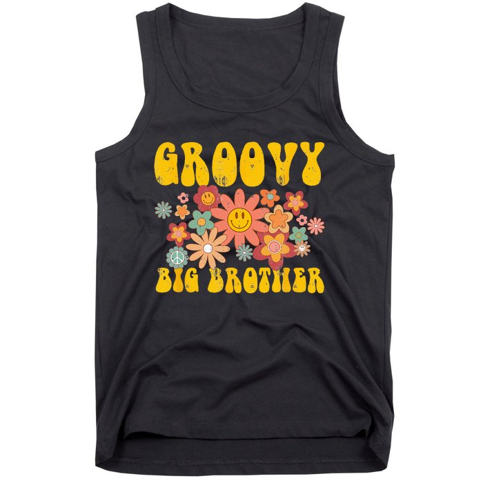 Retro Groovy Big Brother Matching Family 1st Birthday Party Tank Top