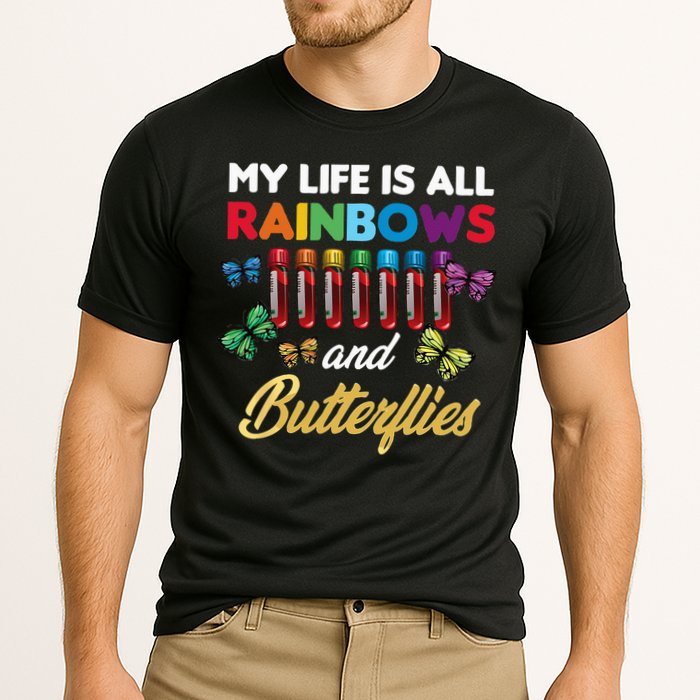 Reaction Glass Butterfly Rainbow Phlebotomist Laboratory Performance Shirt
