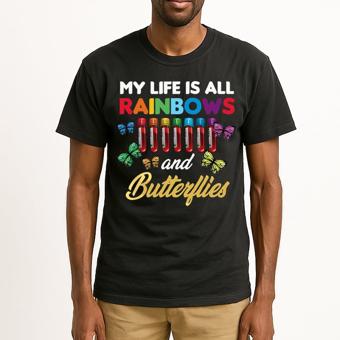 Reaction Glass Butterfly Rainbow Phlebotomist Laboratory Tall T-Shirt