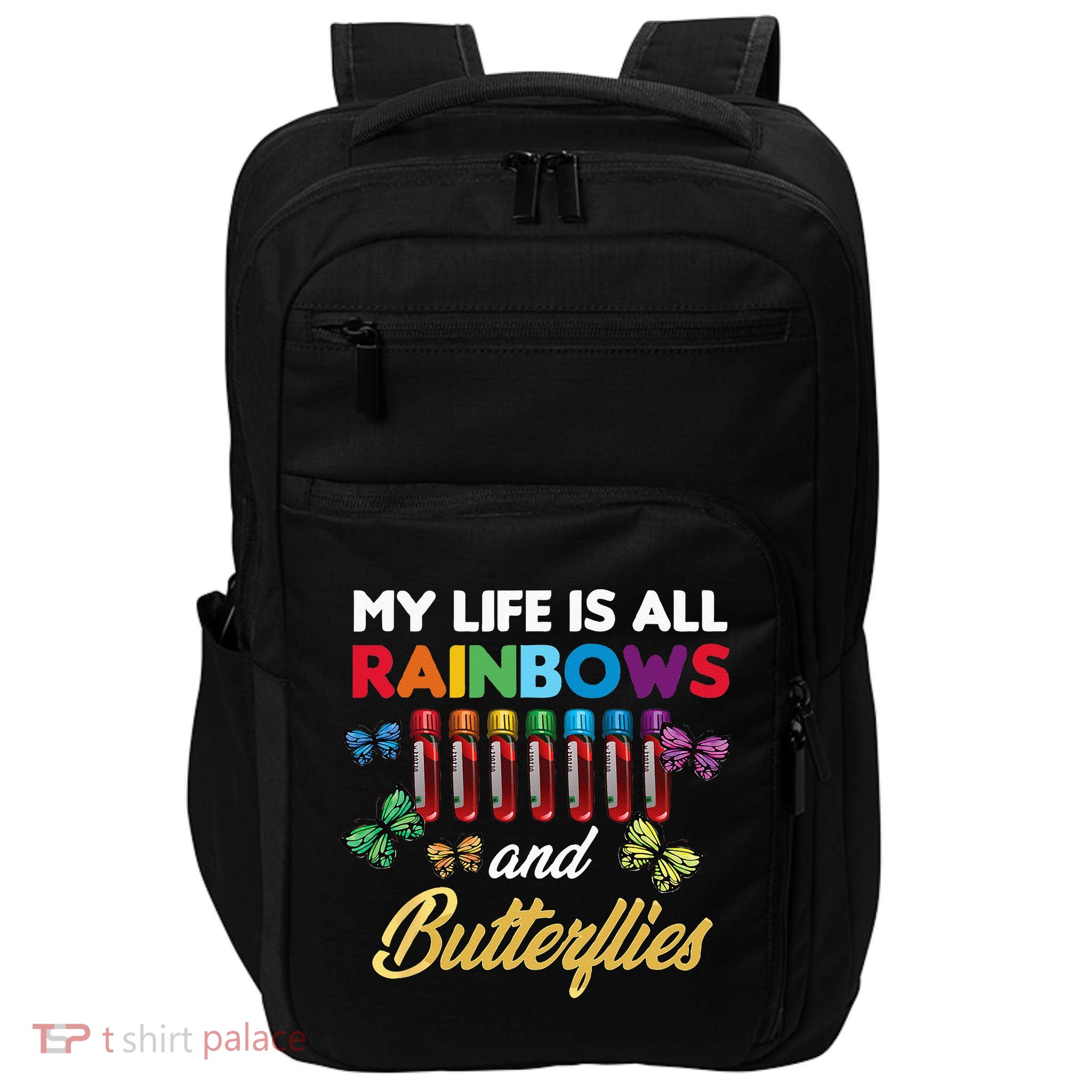 Reaction Glass Butterfly Rainbow Phlebotomist Laboratory Impact Tech Backpack