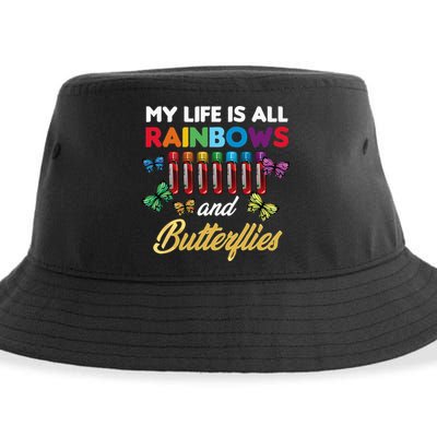 Reaction Glass Butterfly Rainbow Phlebotomist Laboratory Sustainable Bucket Hat