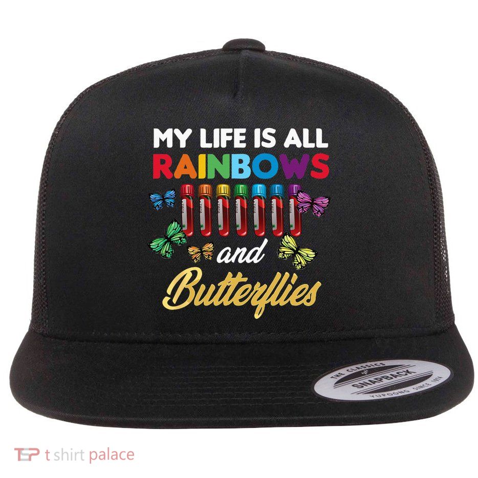 Reaction Glass Butterfly Rainbow Phlebotomist Laboratory Flatbill Hat