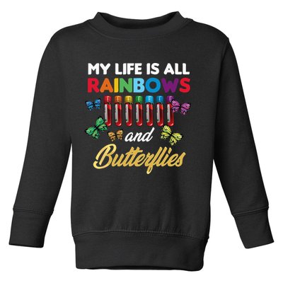 Reaction Glass Butterfly Rainbow Phlebotomist Laboratory Toddler Sweatshirt