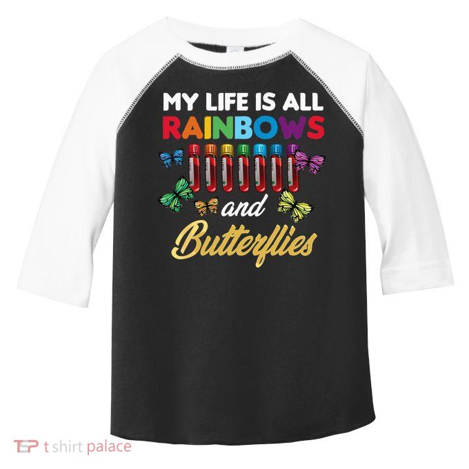 Reaction Glass Butterfly Rainbow Phlebotomist Laboratory Toddler Fine Jersey T-Shirt
