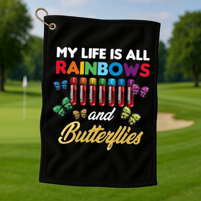 Reaction Glass Butterfly Rainbow Phlebotomist Laboratory Golf Towel
