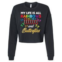 Reaction Glass Butterfly Rainbow Phlebotomist Laboratory Cropped Pullover Crew