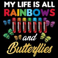 Reaction Glass Butterfly Rainbow Phlebotomist Laboratory Cropped Pullover Crew