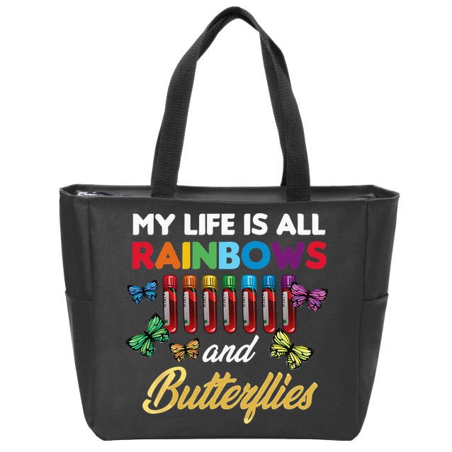 Reaction Glass Butterfly Rainbow Phlebotomist Laboratory Zip Tote Bag