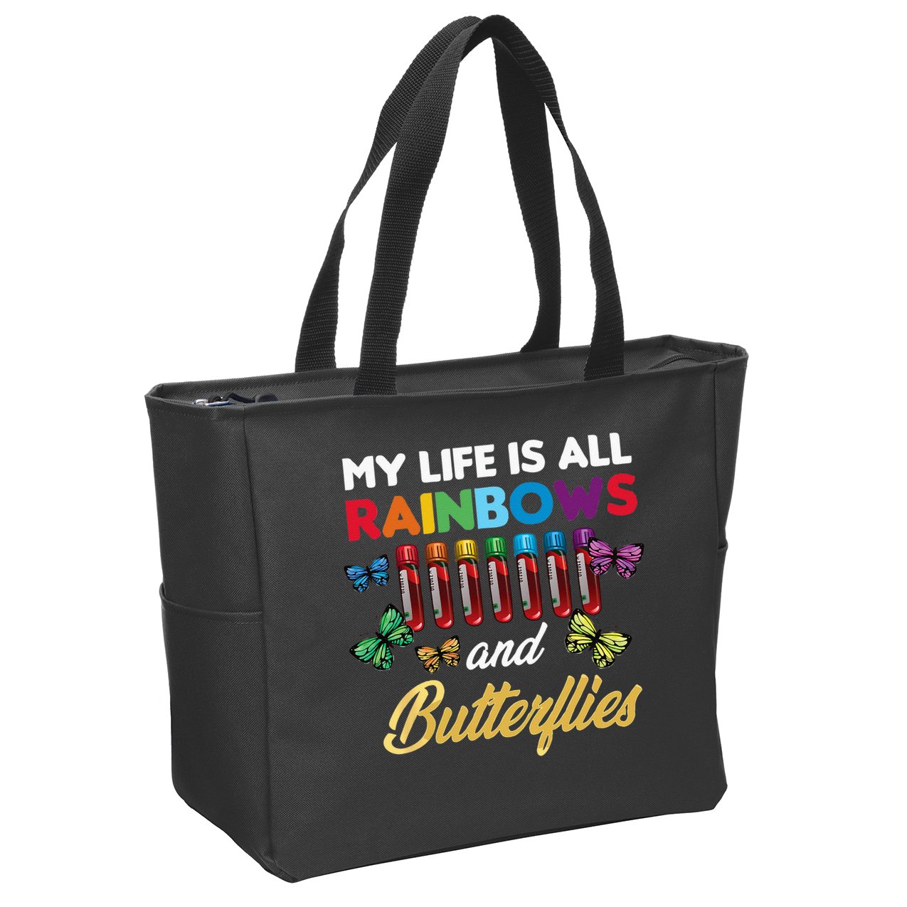Reaction Glass Butterfly Rainbow Phlebotomist Laboratory Zip Tote Bag