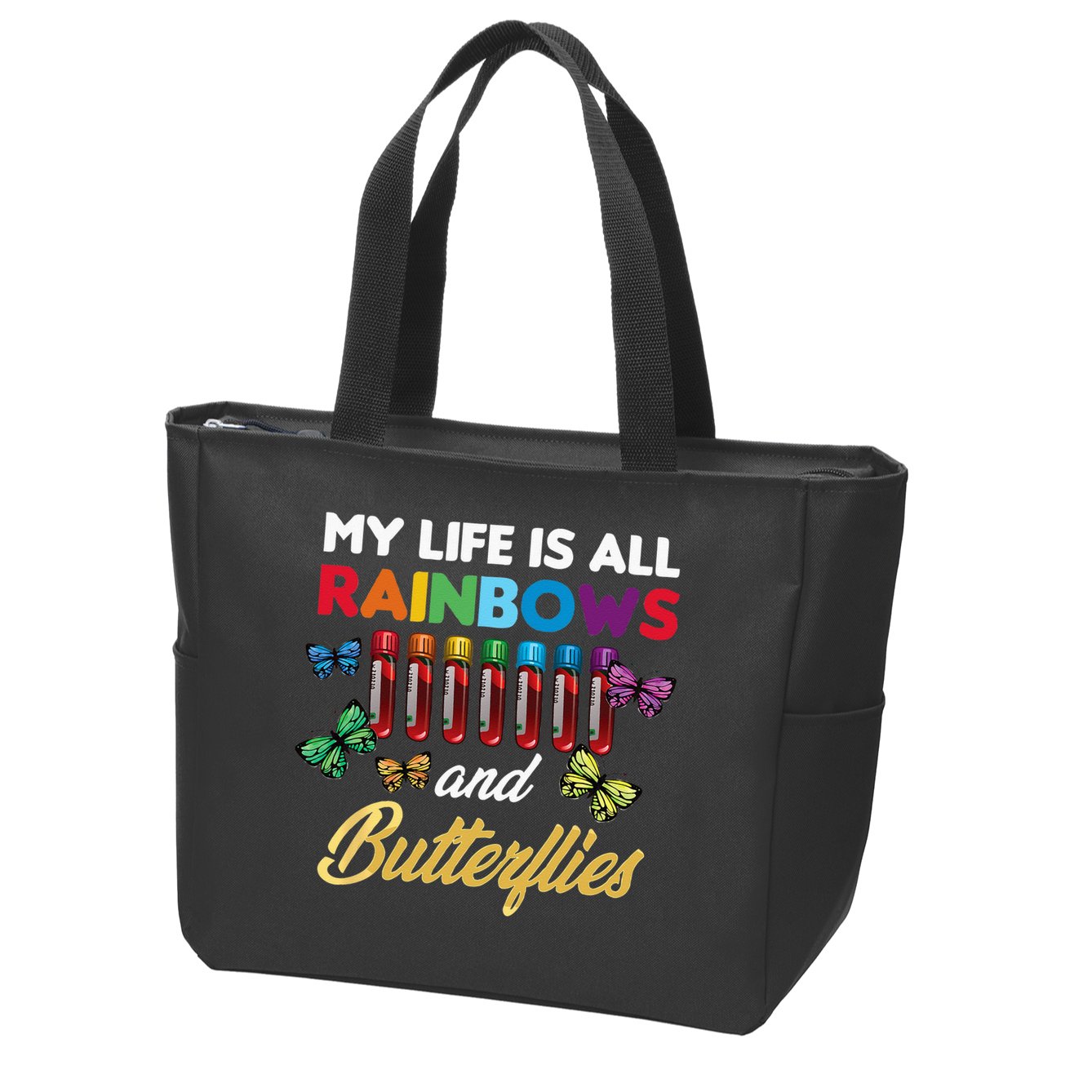 Reaction Glass Butterfly Rainbow Phlebotomist Laboratory Zip Tote Bag
