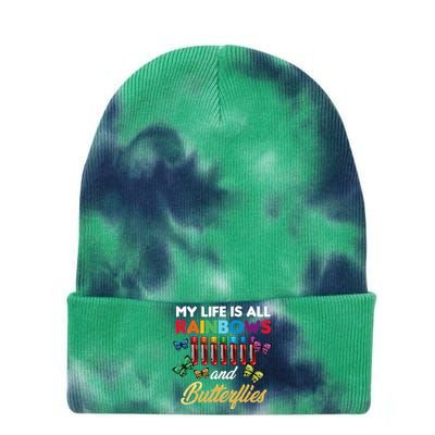 Reaction Glass Butterfly Rainbow Phlebotomist Laboratory Tie Dye 12in Knit Beanie