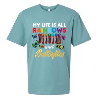 Reaction Glass Butterfly Rainbow Phlebotomist Laboratory Sueded Cloud Jersey T-Shirt