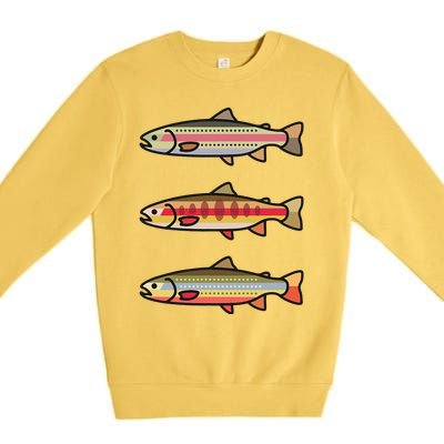 Rainbow Golden Brook Trout Fishing Gift For Anglers Premium Crewneck Sweatshirt