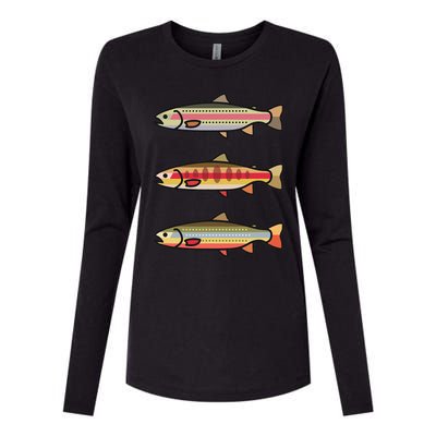 Rainbow Golden Brook Trout Fishing Gift For Anglers Womens Cotton Relaxed Long Sleeve T-Shirt